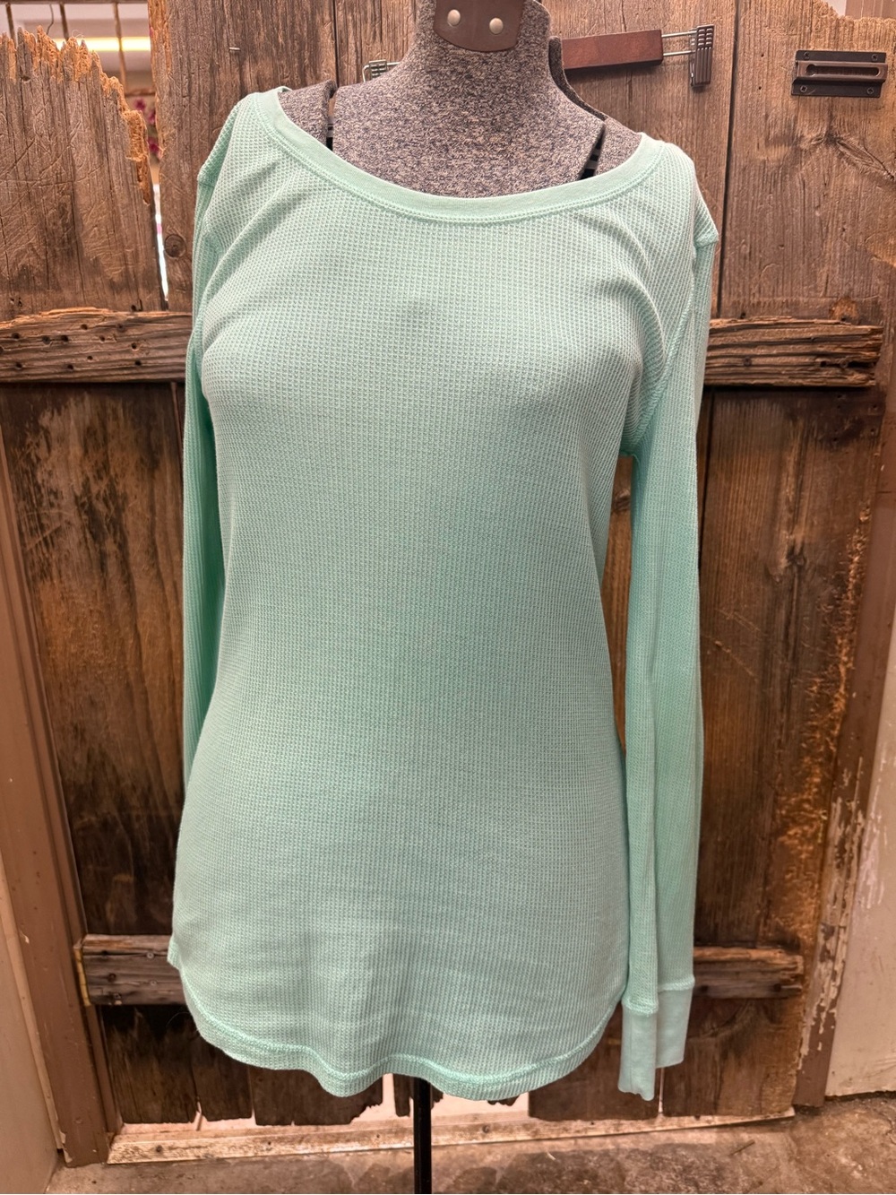 Mossimo Supply Co. Mint Green Waffle Knit Long Sleeve Tee